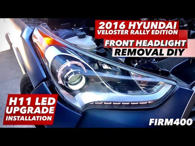 2016 HYUNDAI VELOSTER RALLY EDITION FRONT HEADLIGHT REMOVAL DIY & H11B TO H11 LED HEADLIGHT UPGRADE